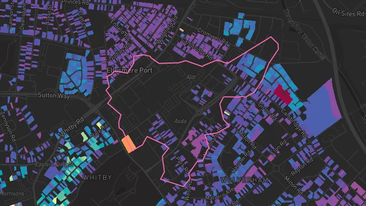 House price heatmap showing property values across Ellesmere Port
