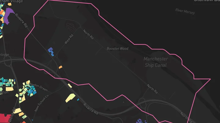 House price heatmap showing property values across Hooton