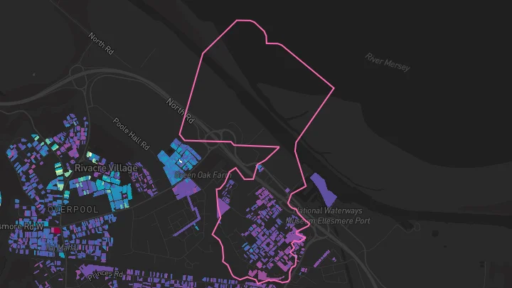 House price heatmap showing property values across Ellesmere Port