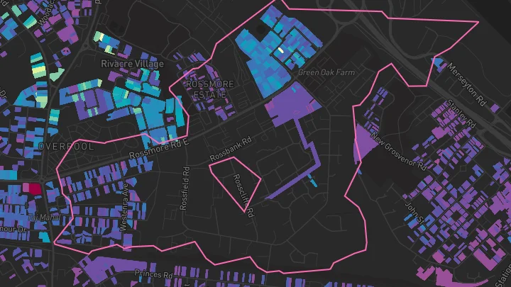 House price heatmap showing property values across Ellesmere Port