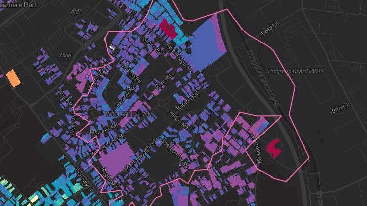 House price heatmap showing property values across Ellesmere Port