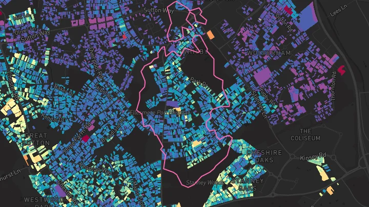 House price heatmap showing property values across Whitby