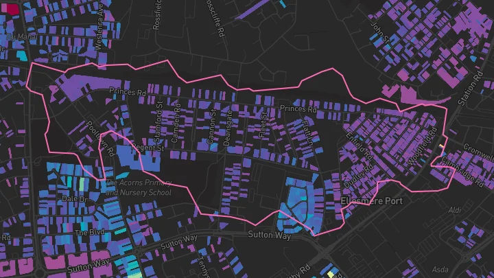 House price heatmap showing property values across Ellesmere Port