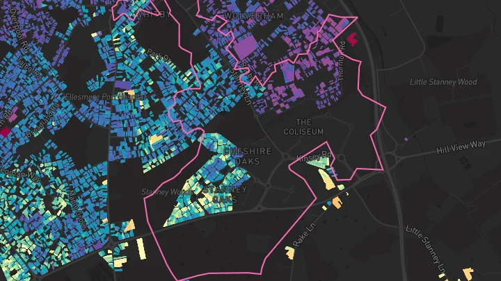 House price heatmap showing property values across Ellesmere Port