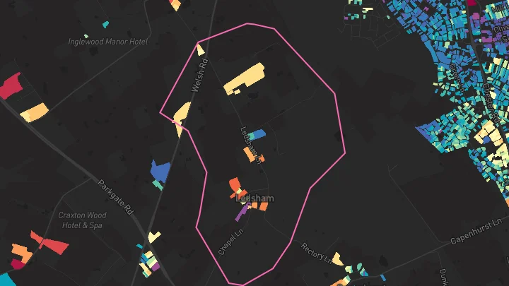 House price heatmap showing property values across Ledsham