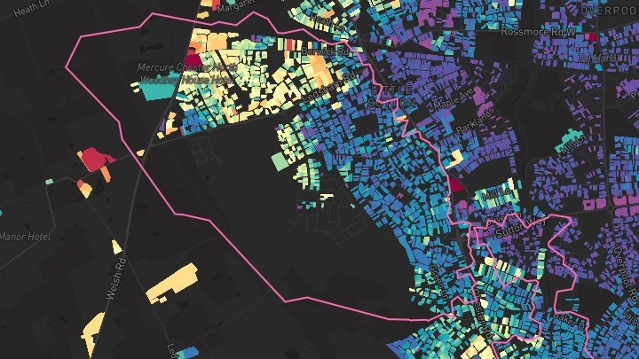 House price heatmap showing property values across Little Sutton