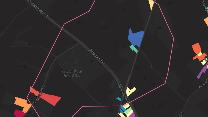 House price heatmap showing property values across Ledsham