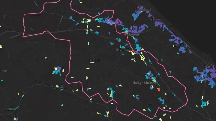 House price heatmap showing property values across Pentre Halkyn