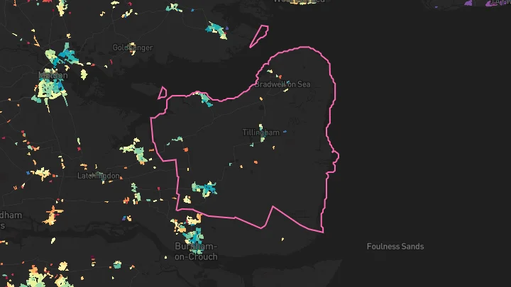 House price heatmap showing property values across Southminster