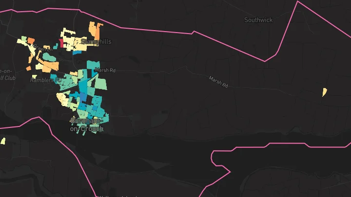 House price heatmap showing property values across Burnham-On-Crouch
