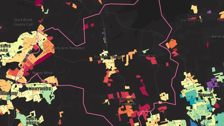 House price heatmap showing property values across Ramsden Heath
