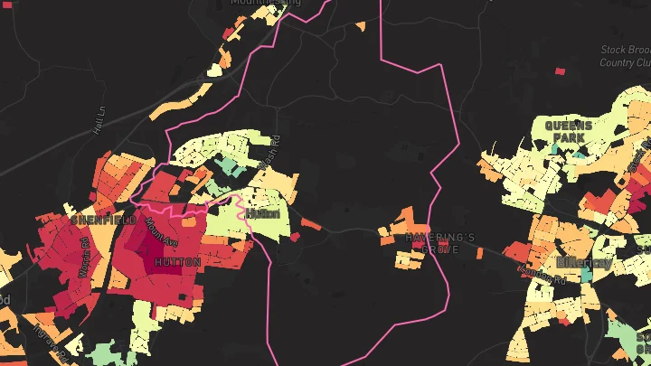 House price heatmap showing property values across Hutton