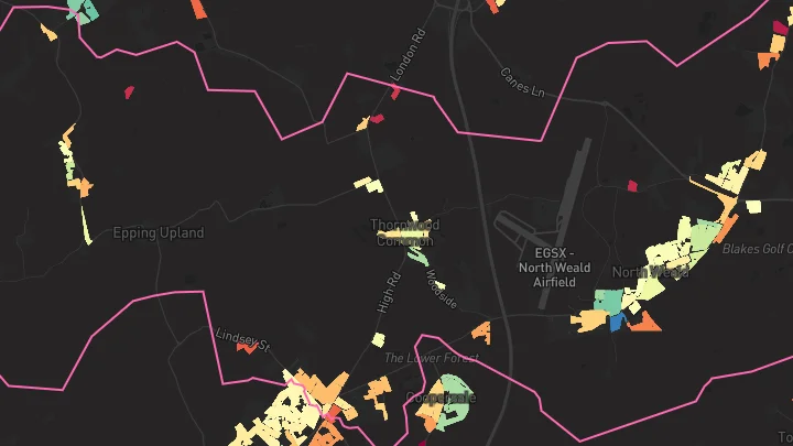 House price heatmap showing property values across North Weald