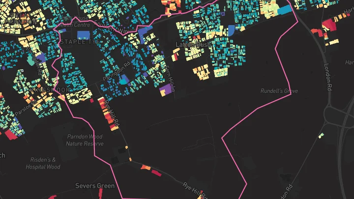 House price heatmap showing property values across Harlow