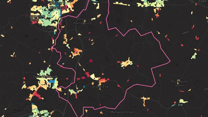 House price heatmap showing property values across Hatfield Heath