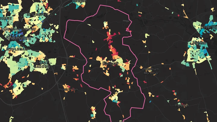 House price heatmap showing property values across Danbury