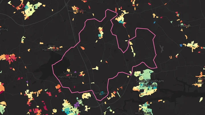 House price heatmap showing property values across East Hanningfield