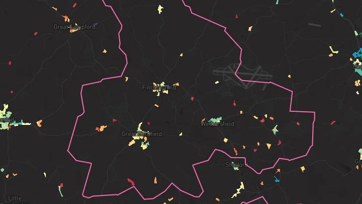 House price heatmap showing property values across Great Bardfield
