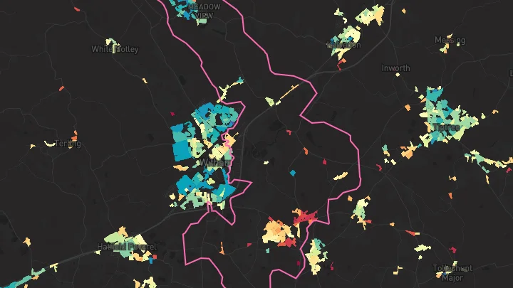 House price heatmap showing property values across Silver End