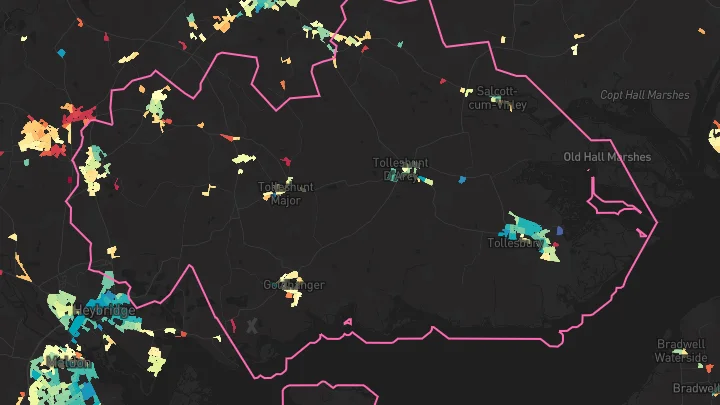 House price heatmap showing property values across Tollesbury