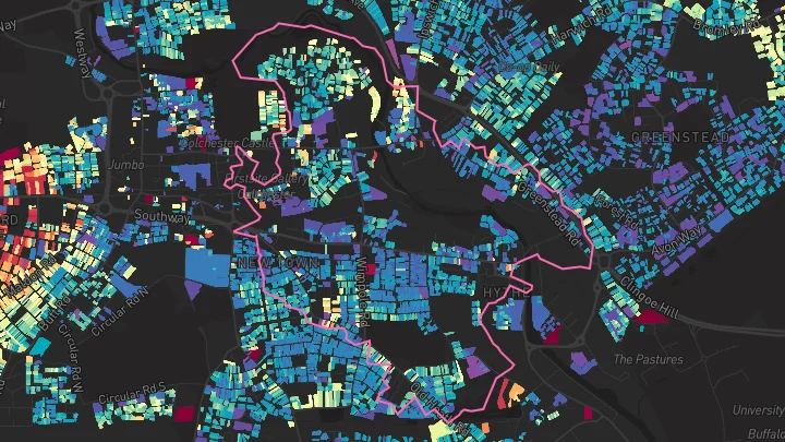 House price heatmap showing property values across Colchester