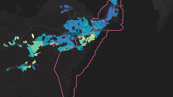 House price heatmap showing property values across Harwich