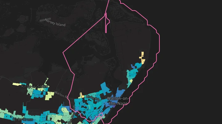 House price heatmap showing property values across Walton On The Naze