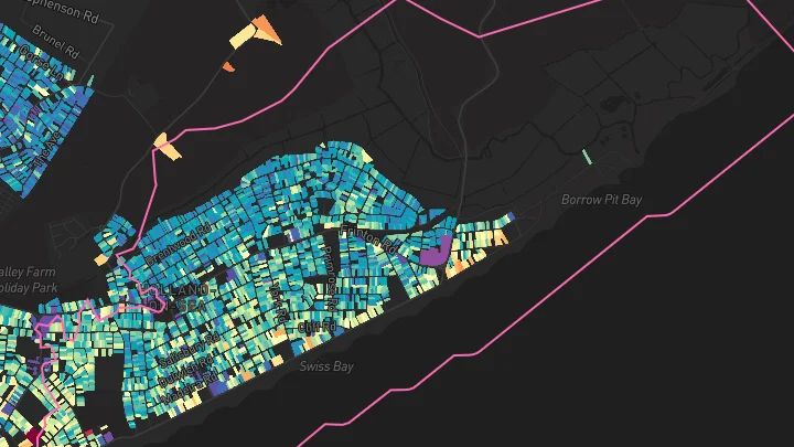 House price heatmap showing property values across Holland-On-Sea