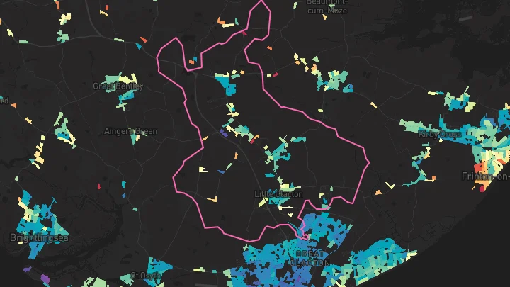 House price heatmap showing property values across Little Clacton