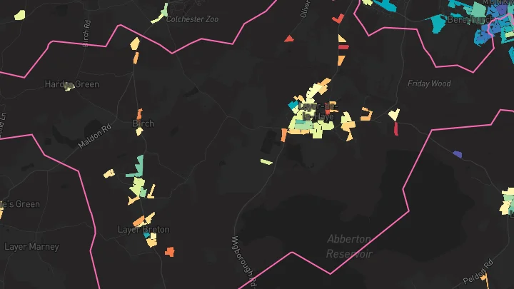 House price heatmap showing property values across Layer De La Haye