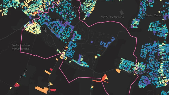 House price heatmap showing property values across Colchester