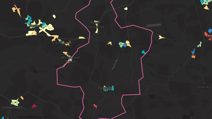 House price heatmap showing property values across Polstead