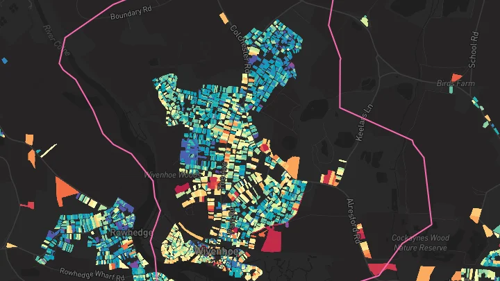 House price heatmap showing property values across Wivenhoe