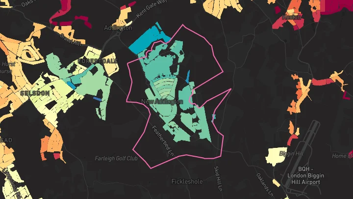 House price heatmap showing property values across New Addington