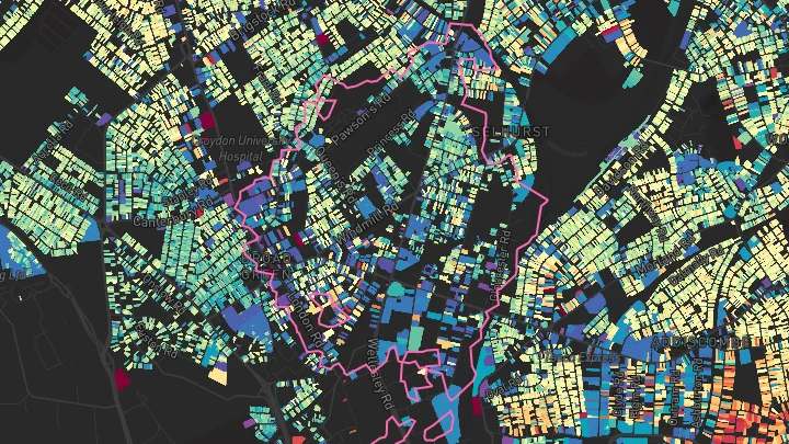 House price heatmap showing property values across West Croydon