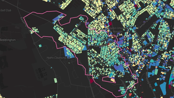House price heatmap showing property values across Ampere Way