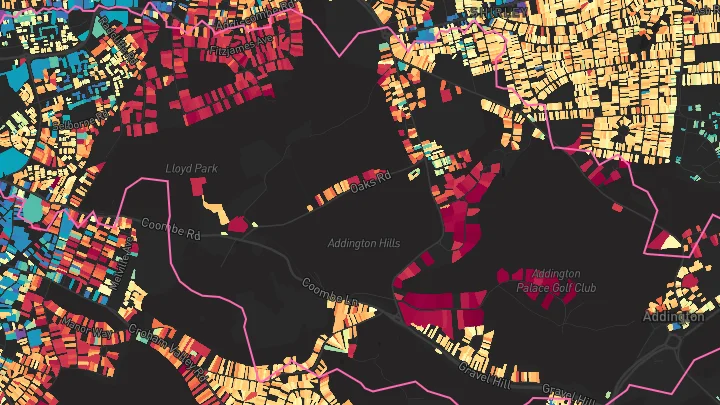 House price heatmap showing property values across Lebanon Road