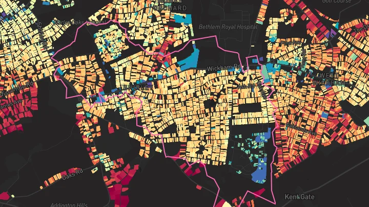 House price heatmap showing property values across Addington Village