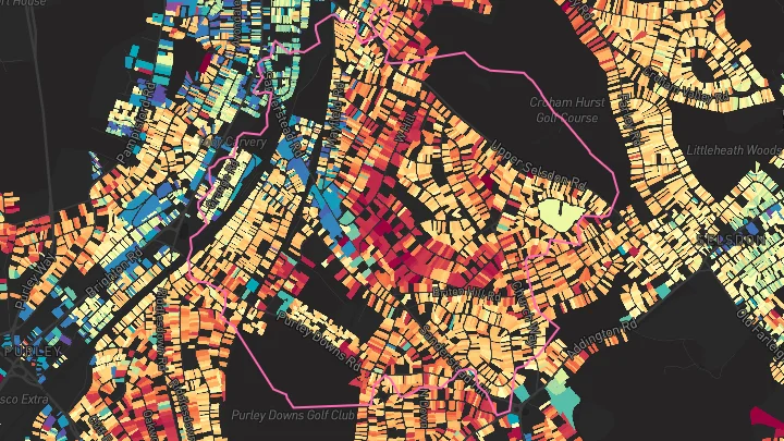 House price heatmap showing property values across Sanderstead