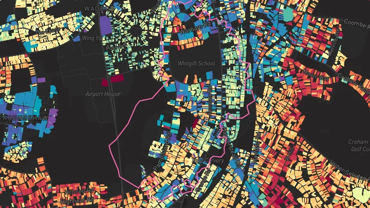 House price heatmap showing property values across Purley Oaks
