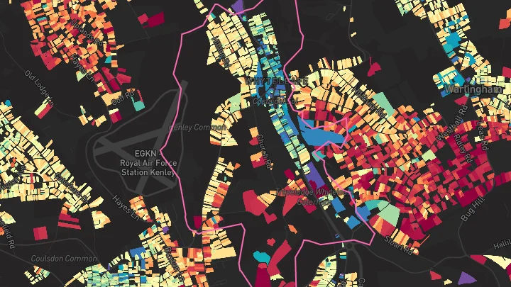 House price heatmap showing property values across Whyteleafe