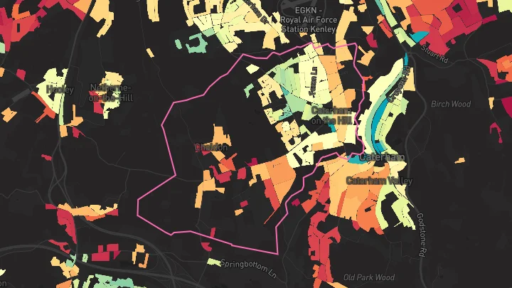 House price heatmap showing property values across Kenley