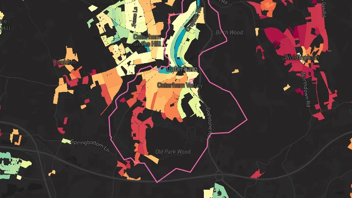 House price heatmap showing property values across Whyteleafe