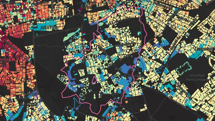 House price heatmap showing property values across Belgrave Walk