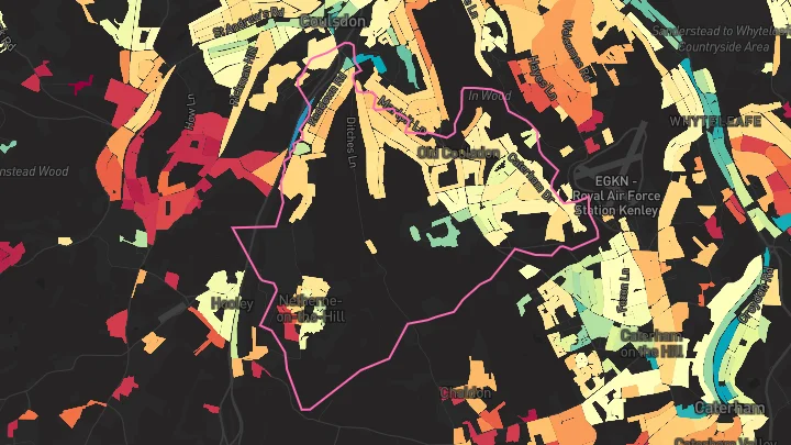 House price heatmap showing property values across Coulsdon South