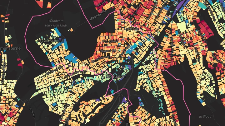 House price heatmap showing property values across Coulsdon South