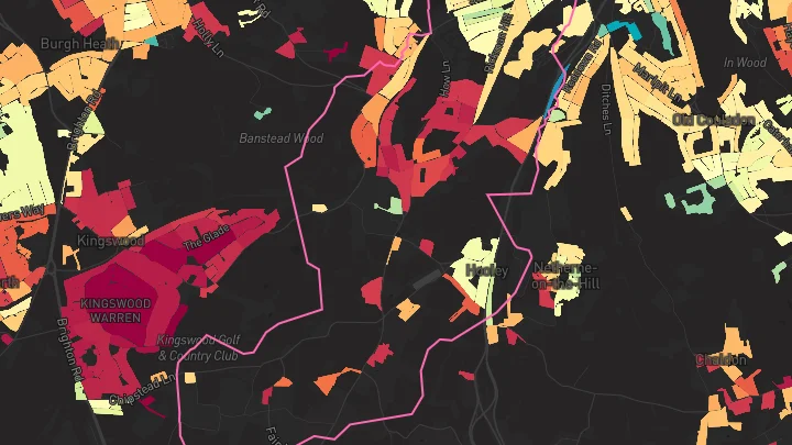 House price heatmap showing property values across Woodmansterne