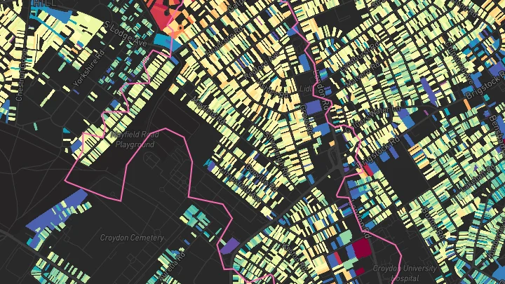 House price heatmap showing property values across Ampere Way