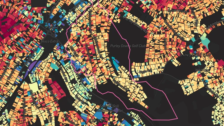 House price heatmap showing property values across Riddlesdown