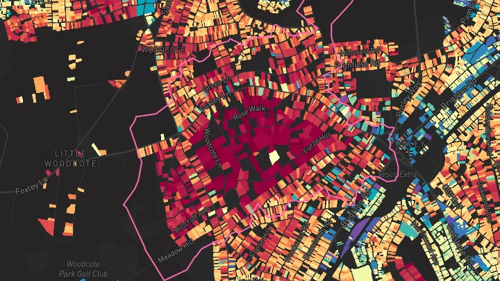 House price heatmap showing property values across Reedham